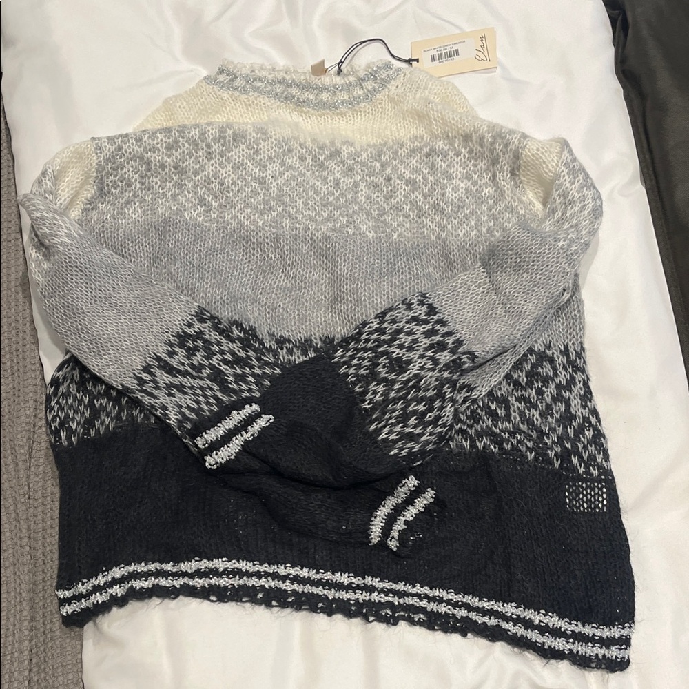 Elan purchased at Envy by Melissa Gorga Cream and Gray Knit Top